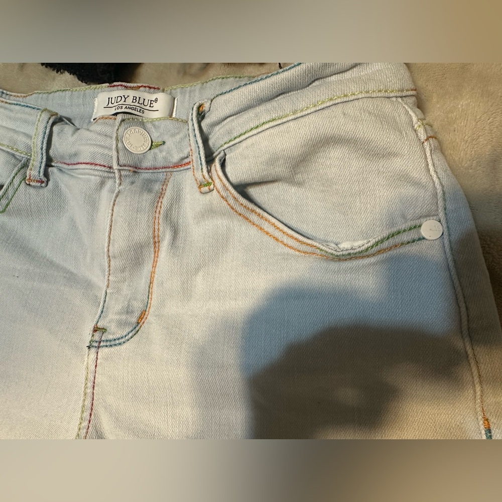 Judy Blue Pastel Stitch Light Blue Jeans Shorts